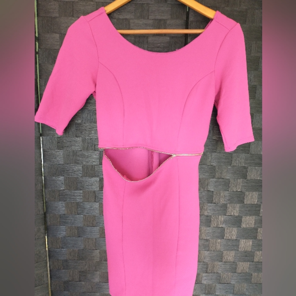 Women's Love culture fuschia midi dress with illusion 2pc zipper - Picture 7 of 9